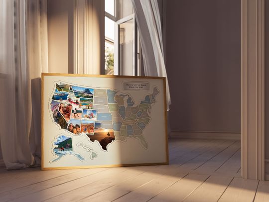 Personalized USA Photo Map: 50 States Travel Collage