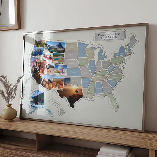 Personalized USA Travel Photo Map: 50 States Keepsake