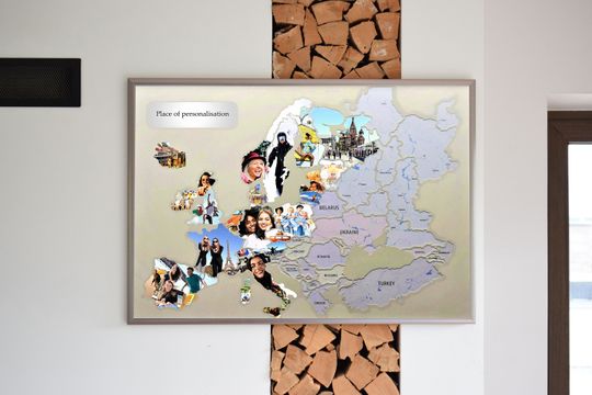 Personalized Europe Travel Photo Map: Home Decor Gift