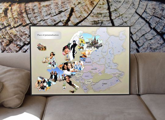Personalized Europe Travel Photo Map: DIY Home Decor (27.17x18.9")