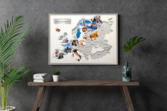 Personalized Europe Photo Map: Travel Keepsake, Birthday Gift