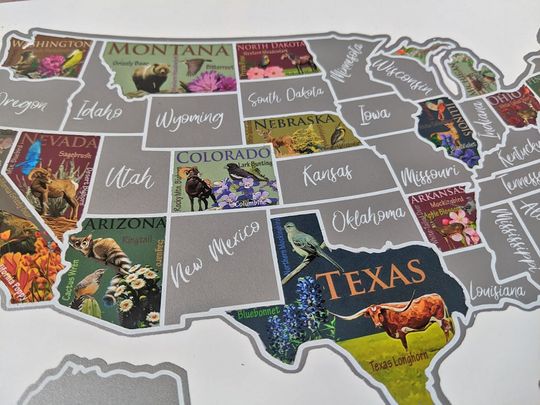 USA Scratch Off Map: United States Tracker Poster, Places Travel Bucket List, Educational Map