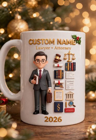 Personalized Lawyer 3D Embossed Mug, Legal Profession Mug 2026, Embossed Ceramic Cup