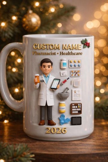 Custom Pharmacist Mug 3D Embossed, Personalized Name Healthcare Gift, Pharmacist Mug 2026