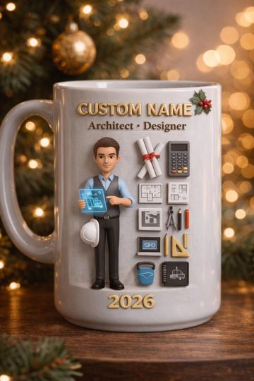 Custom Name Architect 3D Embossed , Coffee Mug, Designer Gift, Engineer Style Mug 2026