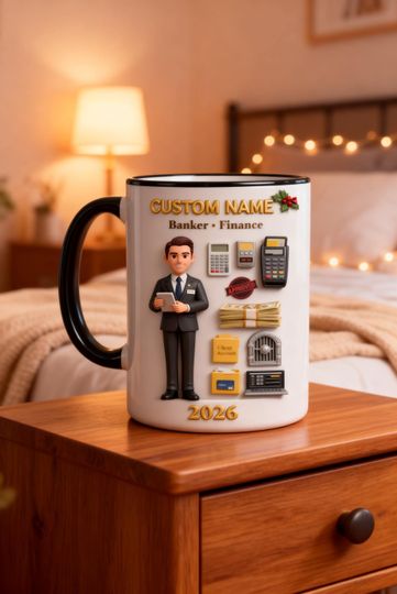 Personalized Banker 3D Embossed Mug, Custom Name Finance Coffee Mug, Banking Career Mug 2026