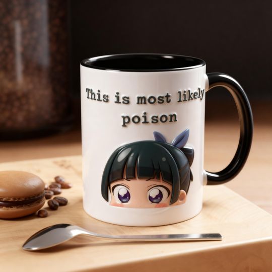 3D Embossed Anime Apothecary Mug, Funny Poison Quote Coffee Cup, Cute Anime Girl Cup, Otaku Gift