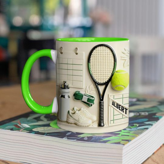 Tennis Match Day Mug 3D Embossed Personalized Gift for Tennis Players
