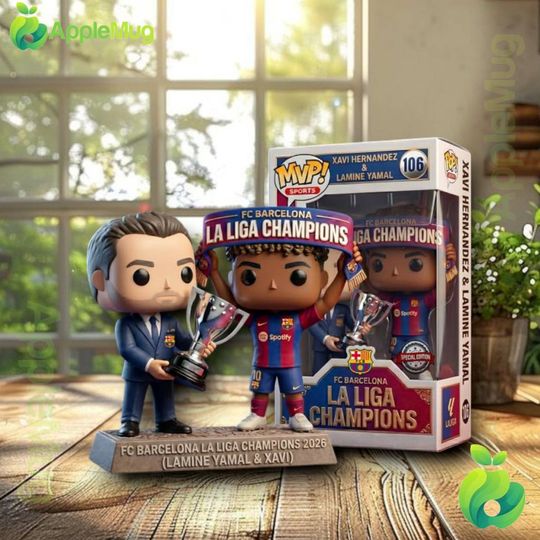 FC Barcelona La Liga Champions 2026 Lamine Yamal And Xavi Figure