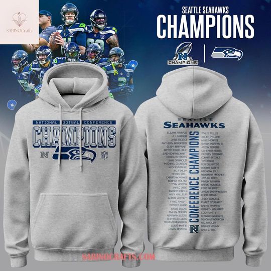 Seattle Seahawkss 2025 Champions Locker Room Gray Hoodie T-Shirt