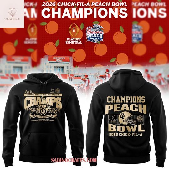 Indiana Hoosiers 2026 Chick-fil-A Peach Bowl Game Champions Hoodie Black