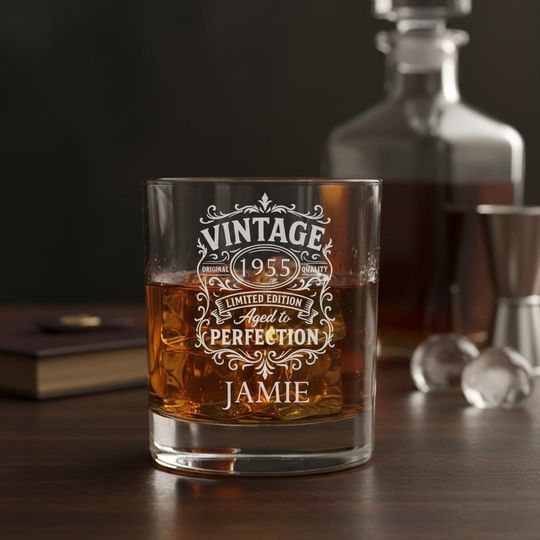 Personalised Engraved Birthday Whisky Glass Any Age 70th, 60th, 50th, 40th, 30th