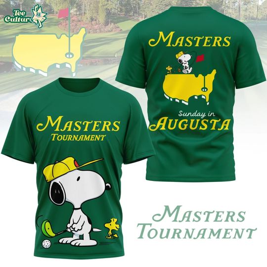 Peanuts Snooopy Masters Tournament Sunday In Augusta Golf 3D T-Shirt