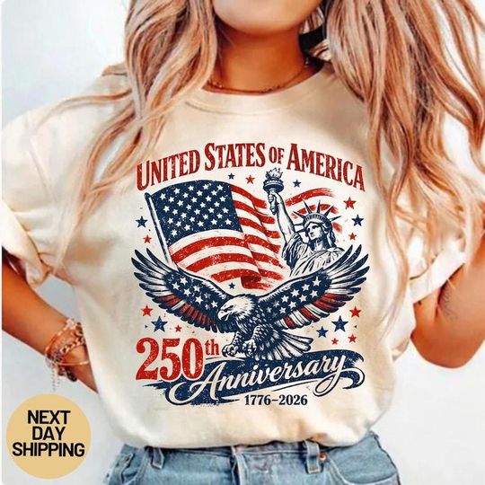 USA 250th Anniversary Shirt 1776-2026, 4th of July Shirt, Preppy Patriotic Tee, USA America Shirt, Retro Patriotic Graphic Tee