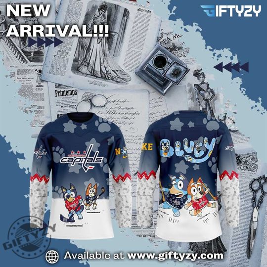 Washington Capitals Hockey Team BlueyDad And Bingo 3D Jersey
