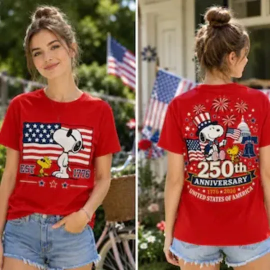 America 250th Anniversary 1776-2026 Patriotic Peanuts Graphic T Shirt