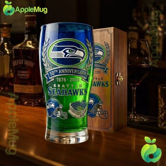 Seattle Seahawks 50th Anniversary Pint Glass 1976-2026