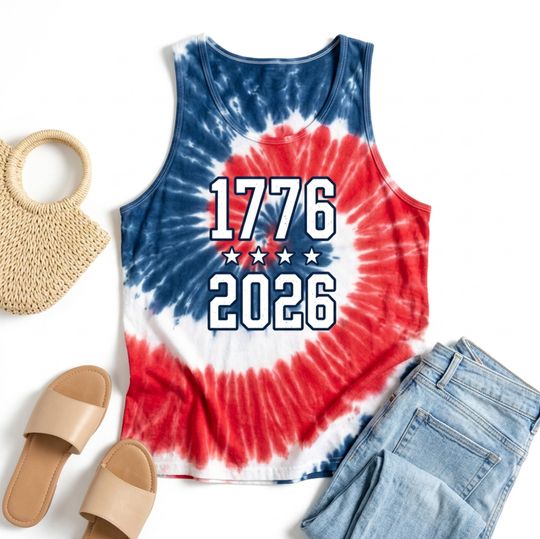 4th of July Tank Top 1776 2026, Patriotic Tie Dye Shirt, 250 Years of Freedom Outfit, USA Celebration Tee, Independence Day Apparel