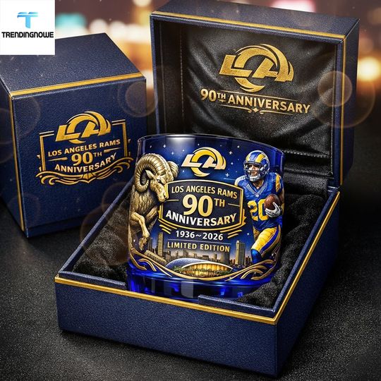 Los Angeles Rams 90Th Anniversary Blue Whiskey Glass - No Box