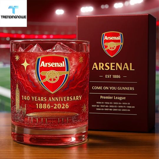 Arsenal Football Club 140Th Anniversary Whiskey Glass 2026 - No Box