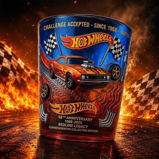 Hot Wheels 58th Anniversary Redline Legacy Collector Whiskey Glass Cup - No Box