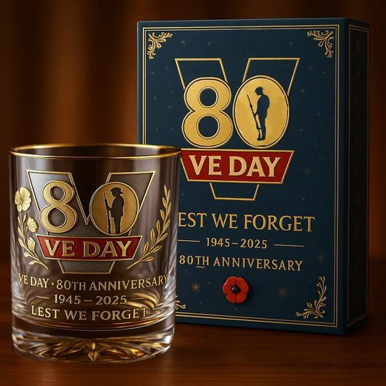 VE Day 80Th Anniversary Rocks Glass 2025 Commemorative Whiskey Glass Gift - No Box