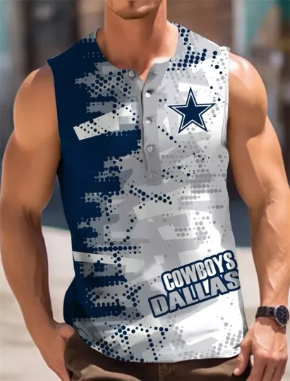 Dallas Cowboys Button Men's Muscle Button Shirts