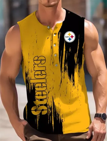 Pittsburgh Steeler Men's Muscle Button Shirts
