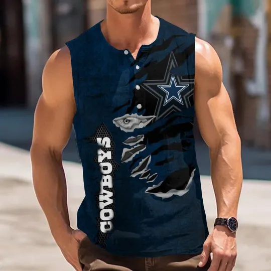 Dallas Cowboys Button Men's Muscle Button Shirts