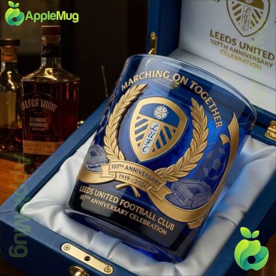 Leeds United 107th Anniversary Whiskey Glass 1919-2026 Colored Rock Cup
