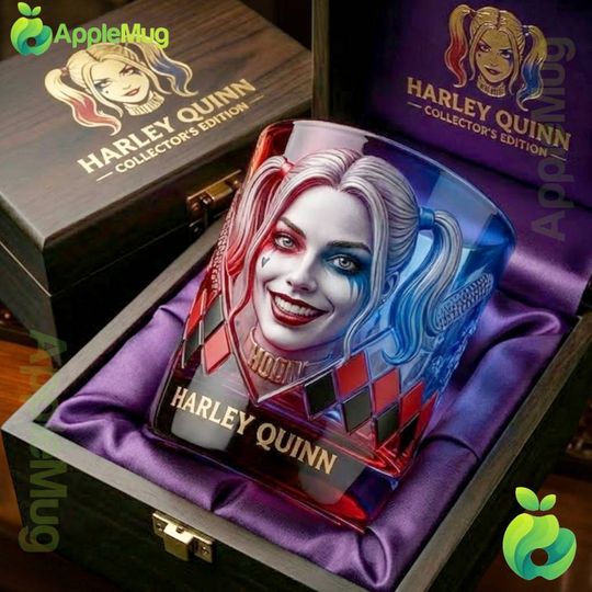 Harley Quinn Whiskey Glass Colored Rock Glass