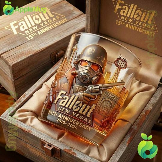 Falllout New Vegas 15th Anniversary Whiskey Glass