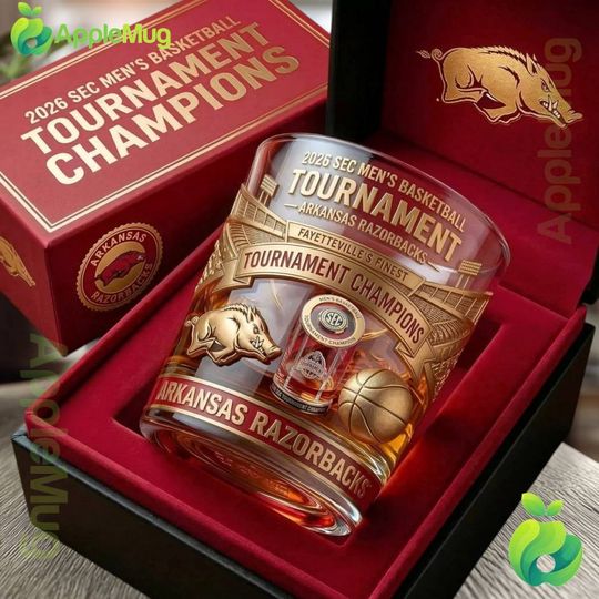 Arkansas Razorbacks 2026 SEC Tournament Champions Whiskey Glass