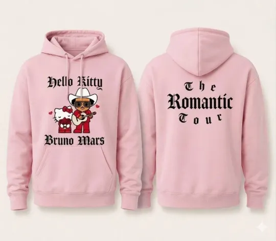 Bruno Mar x Hello Kitty 2026 The Romantic Tour Pink Hoodie