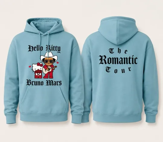 Bruno Mar x Hello Kitty 2026 The Romantic Tour Blue Hoodie