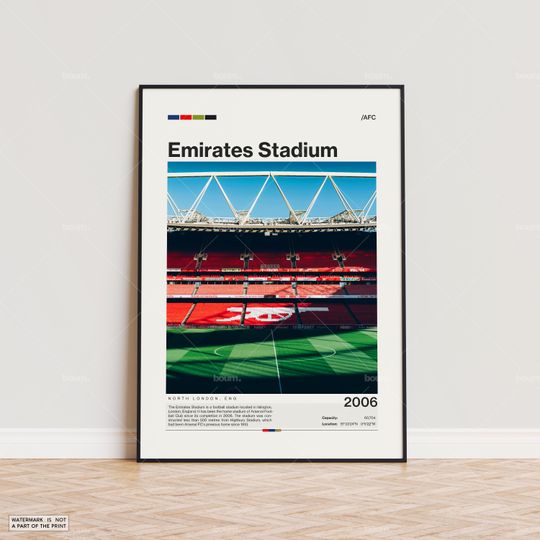 Emirates Stadium Poster, Arsenal FC Poster Print, Football Stadium Poster, Premier League Soccer Art, Sports Poster, Soccer Fan Gift Print