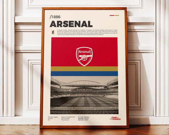 Minimalist Arsenal FC Poster | Highbury Emirates Football Poster | Football Wall Decor | Arsenal Fan Gift | Football Stadium Poster