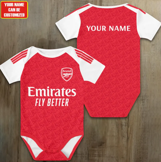 Personalized Arsenal FC Baby Bodysuit, Baby Football Onesie Gift