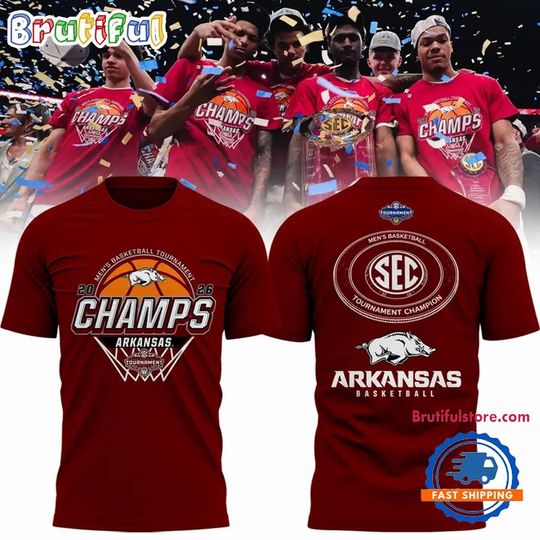 Arkansas Razorbacks Men’s Basketball 2026 SEC Tournament Champions 3D Shirt