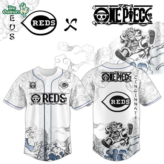 Cincinnati Reds x One Piece Jersey 2026 Luffy Gear 5 Baseball Jersey