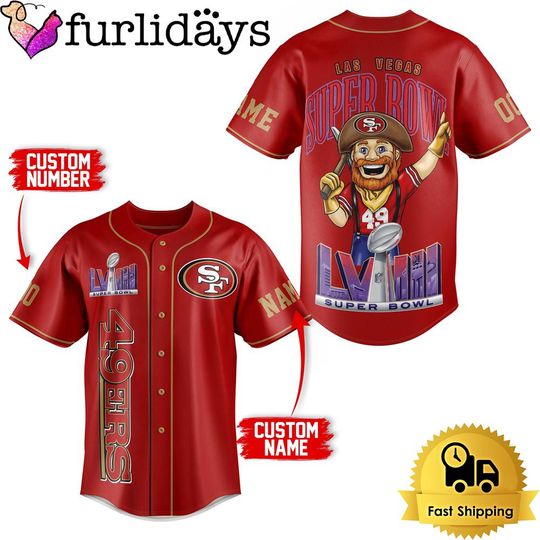 San Francisco football 49ers Super Bowl Red Baseball Jersey