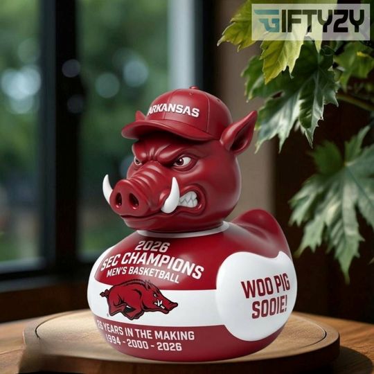 Arkansas Razorbacks Woo Pig Sooie 2026 Sec Champions 25 Years Resin Duck