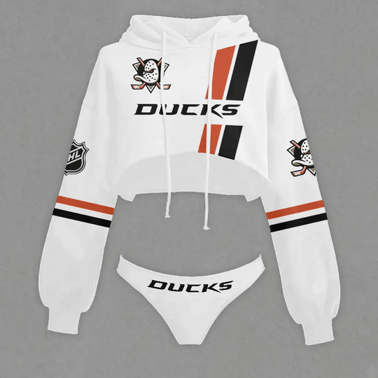 Anaheim Ducks Cropped Hoodie And Bottom Set