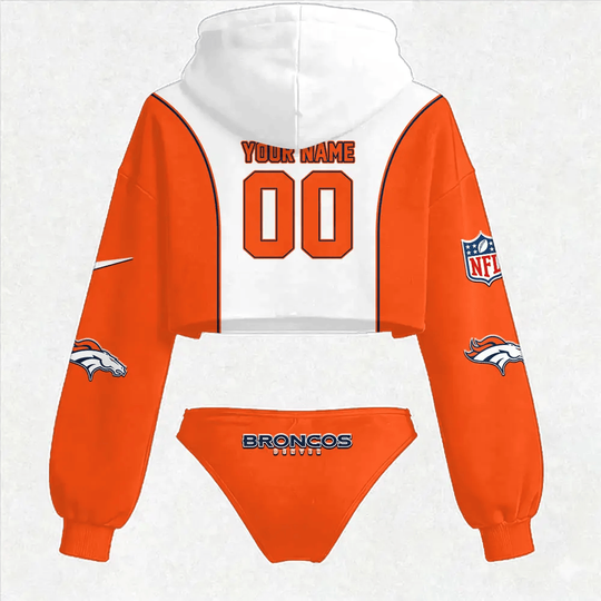 Denver Broncos Cropped Hoodie & Bottom Set