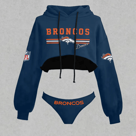 Denver Broncos Cropped Hoodie & Bottom Set