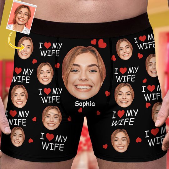 Personalized Photo Men's Boxer Briefs - Custom Face Boxer for Husband