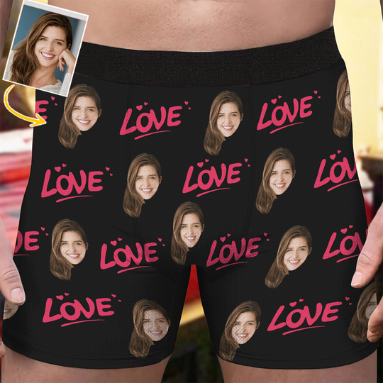 Love Personalized Photo Men's Boxer Briefs
