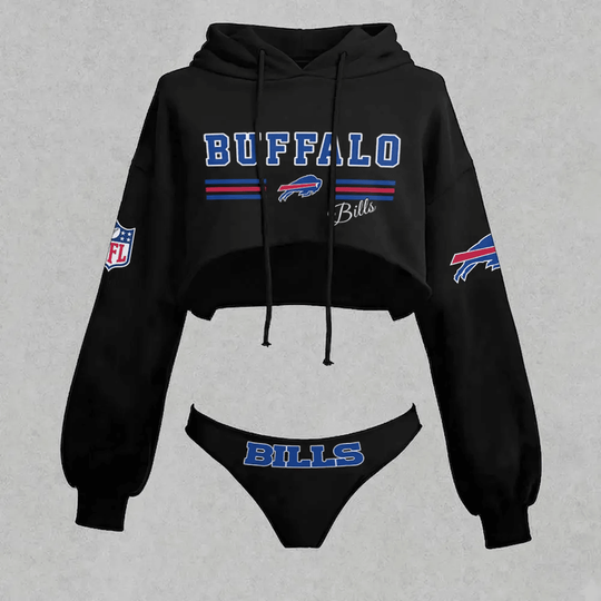 Buffalo Bills Cropped Hoodie  And Bottom Set