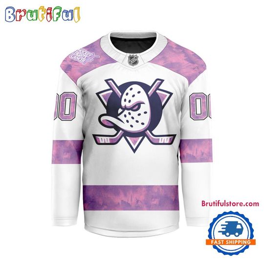 NHL Anaheim Ducks Personalized Hockey Fights Cancer Design Jersey