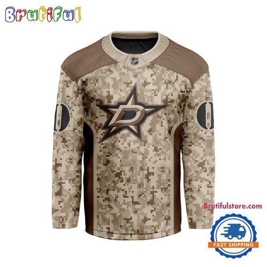 NHL Dallas Stars Special Veterans Military Desert Camouflage Design Hockey Jersey
